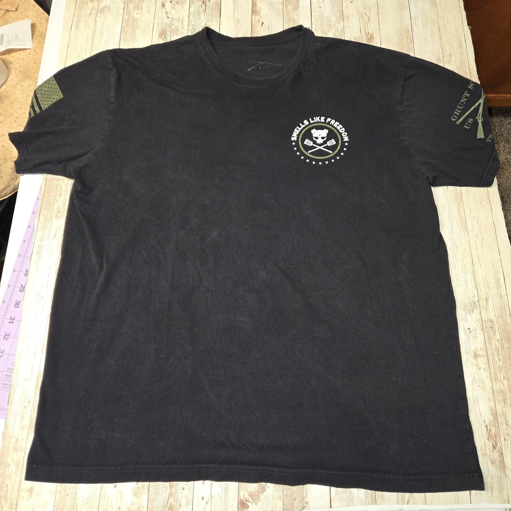 Grunt Style Men’s Black T-Shirt US 1776 This We’ll Defend Whiskey Bacon Freedom